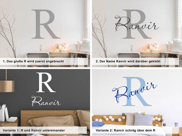 Verschiedene Anordnungen des Wandtattoos Ranvir