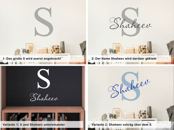 Verschiedene Anordnungen des Wandtattoos Shaheev