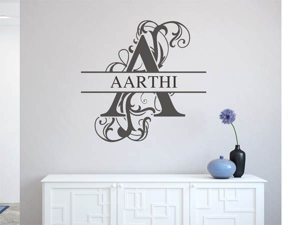 Wandtattoo verschnörkelter Buchstabe A mit Aarthi