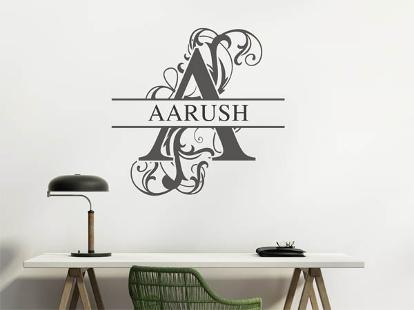Wandtattoo verschnörkelter Buchstabe A mit Aarush