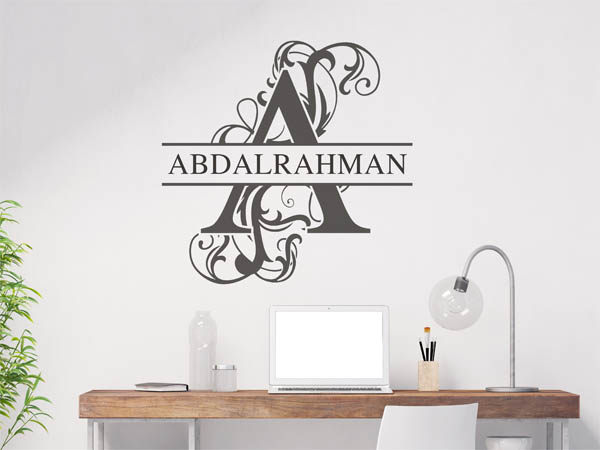 Wandtattoo verschnörkelter Buchstabe A mit Abdalrahman