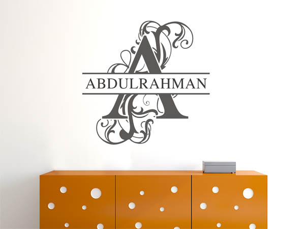 Wandtattoo verschnörkelter Buchstabe A mit Abdulrahman