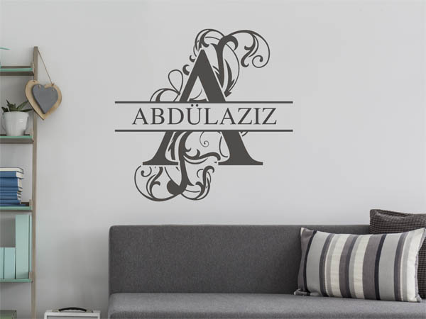 Wandtattoo verschnörkelter Buchstabe A mit Abdülaziz