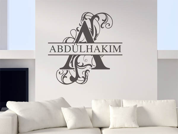 Wandtattoo verschnörkelter Buchstabe A mit Abdülhakim