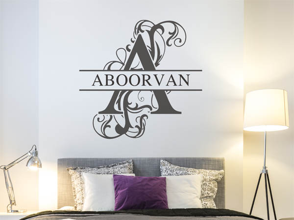 Wandtattoo verschnörkelter Buchstabe A mit Aboorvan