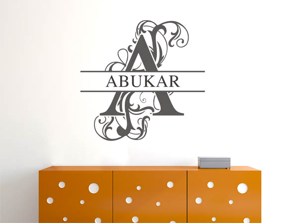 Wandtattoo verschnörkelter Buchstabe A mit Abukar