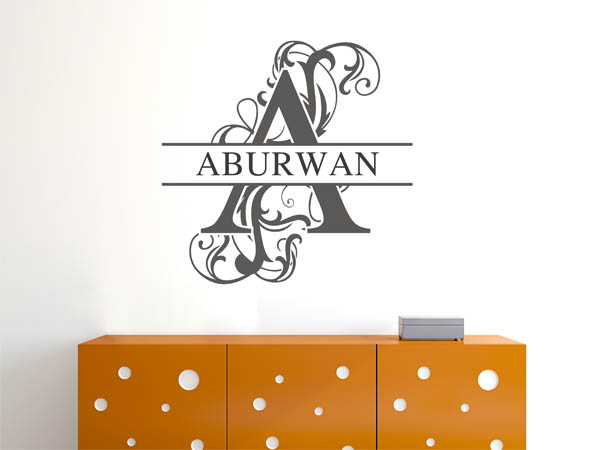 Wandtattoo verschnörkelter Buchstabe A mit Aburwan