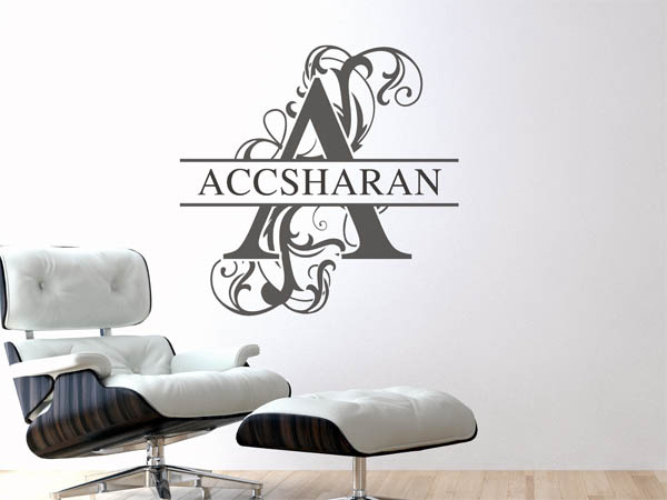 Wandtattoo verschnörkelter Buchstabe A mit Accsharan