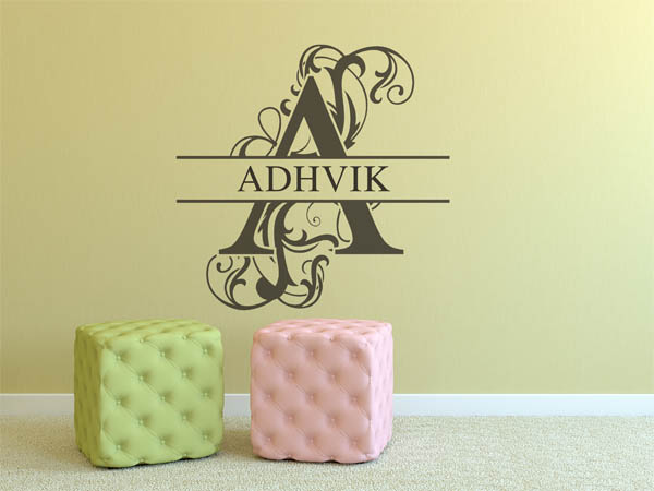 Wandtattoo verschnörkelter Buchstabe A mit Adhvik