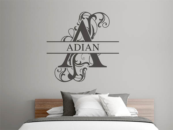 Wandtattoo verschnörkelter Buchstabe A mit Adian