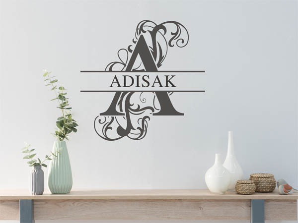 Wandtattoo verschnörkelter Buchstabe A mit Adisak