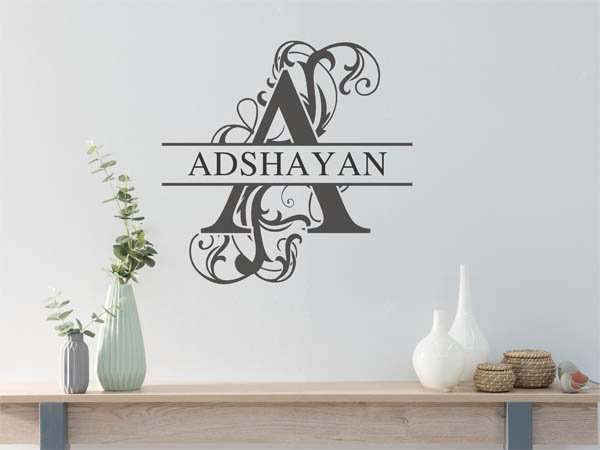Wandtattoo verschnörkelter Buchstabe A mit Adshayan