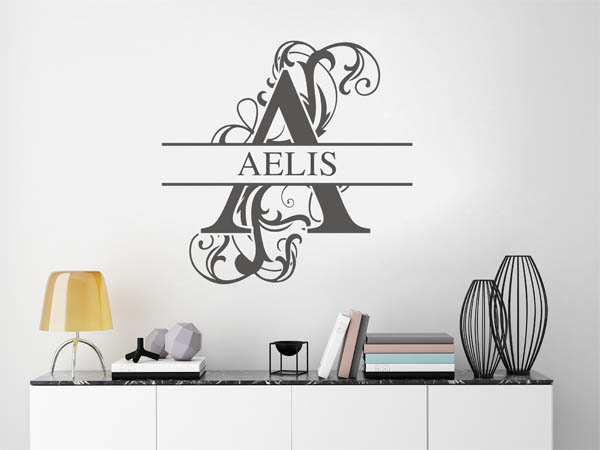 Wandtattoo verschnörkelter Buchstabe A mit Aelis