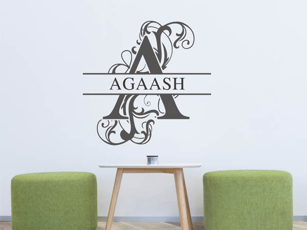 Wandtattoo verschnörkelter Buchstabe A mit Agaash