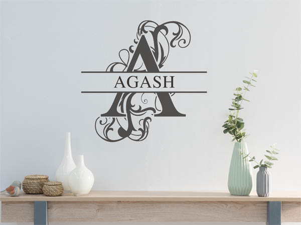 Wandtattoo verschnörkelter Buchstabe A mit Agash