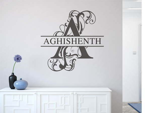 Wandtattoo verschnörkelter Buchstabe A mit Aghishenth