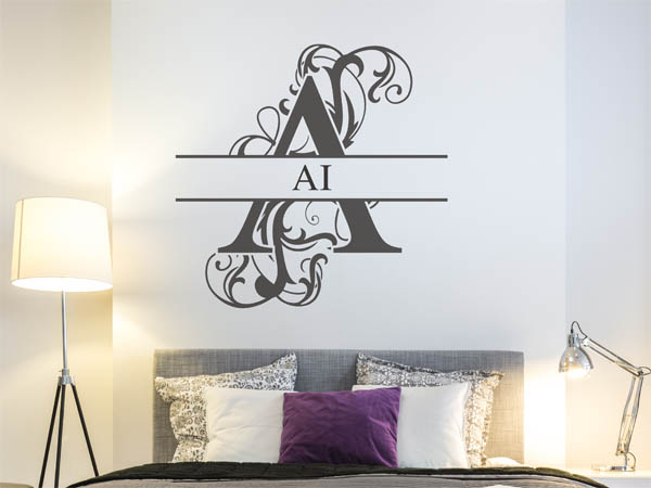 Wandtattoo verschnörkelter Buchstabe A mit Ai