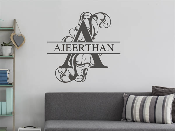 Wandtattoo verschnörkelter Buchstabe A mit Ajeerthan