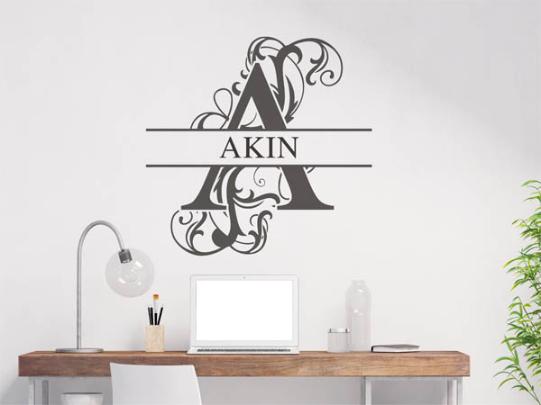 Wandtattoo verschnörkelter Buchstabe A mit Akin