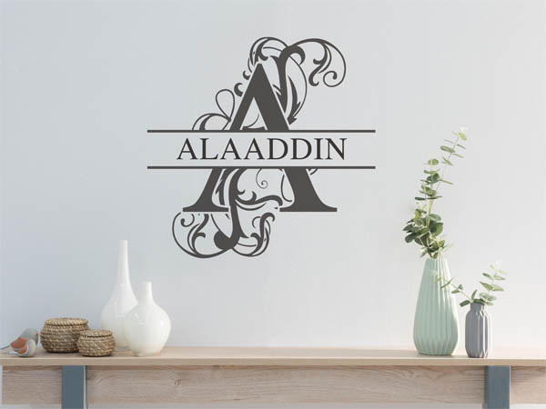 Wandtattoo verschnörkelter Buchstabe A mit Alaaddin