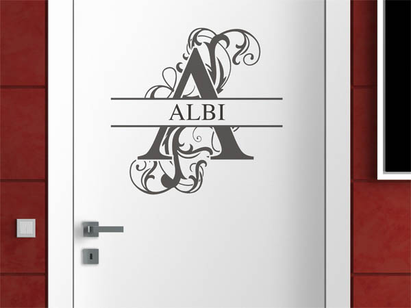 Wandtattoo verschnörkelter Buchstabe A mit Albi