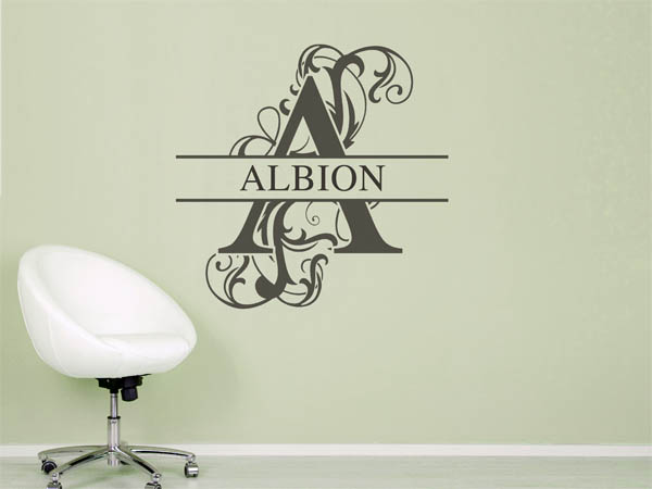 Wandtattoo verschnörkelter Buchstabe A mit Albion
