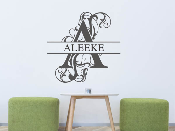 Wandtattoo verschnörkelter Buchstabe A mit Aleeke