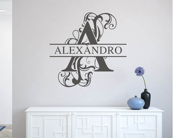 Wandtattoo verschnörkelter Buchstabe A mit Alexàndro