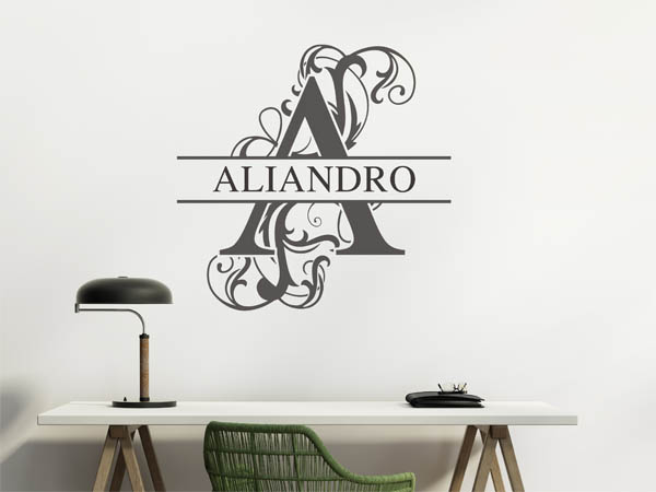 Wandtattoo verschnörkelter Buchstabe A mit Aliandro