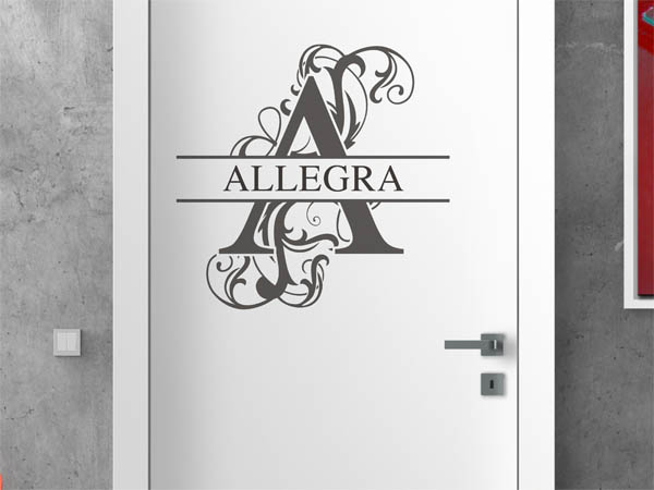 Wandtattoo verschnörkelter Buchstabe A mit Allegra