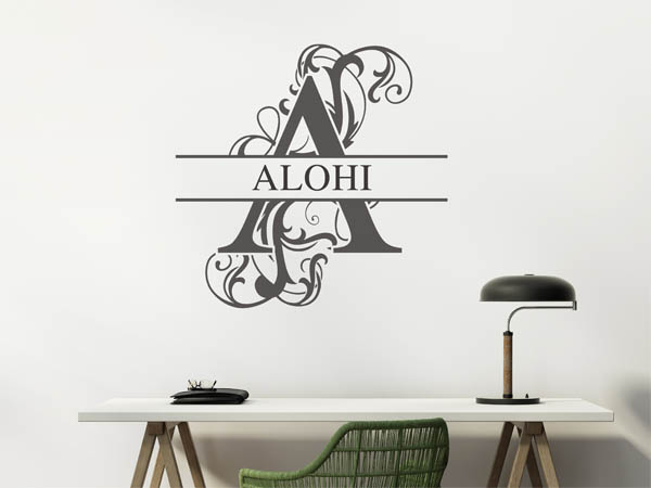 Wandtattoo verschnörkelter Buchstabe A mit Alohi
