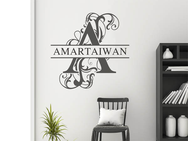 Wandtattoo verschnörkelter Buchstabe A mit Amartaiwan
