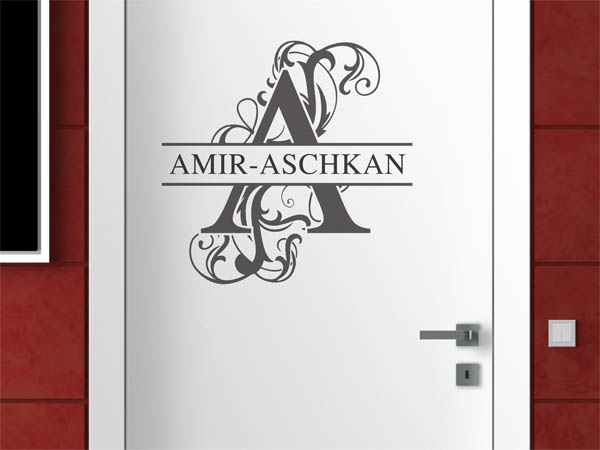 Wandtattoo verschnörkelter Buchstabe A mit Amir-Aschkan