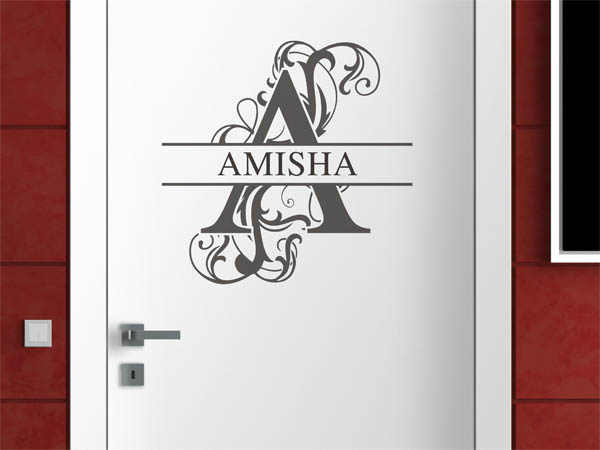 Wandtattoo verschnörkelter Buchstabe A mit Amisha