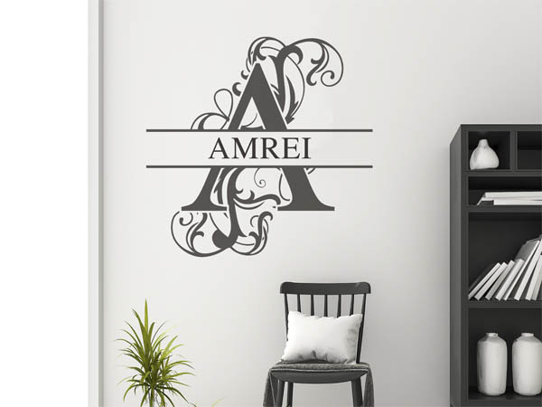 Wandtattoo verschnörkelter Buchstabe A mit Amrei
