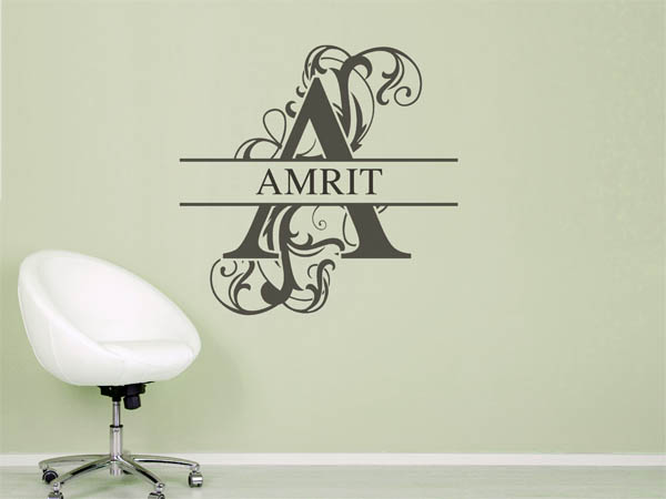Wandtattoo verschnörkelter Buchstabe A mit Amrit