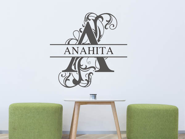 Wandtattoo verschnörkelter Buchstabe A mit Anahita