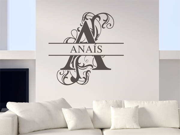 Wandtattoo verschnörkelter Buchstabe A mit Anaís