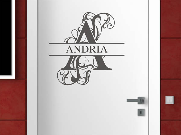 Wandtattoo verschnörkelter Buchstabe A mit Andria