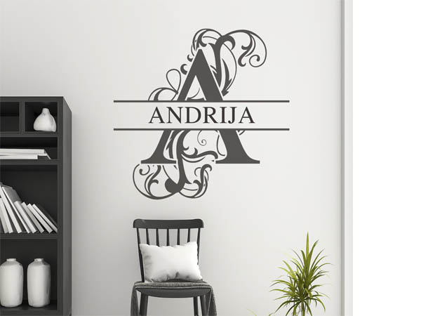 Wandtattoo verschnörkelter Buchstabe A mit Andrija