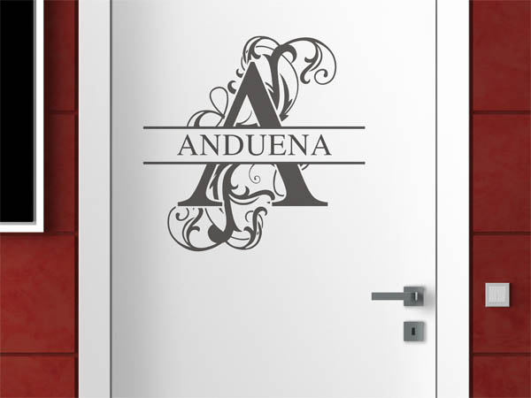 Wandtattoo verschnörkelter Buchstabe A mit Anduena