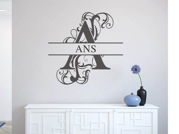 Wandtattoo verschnörkelter Buchstabe A mit Ans