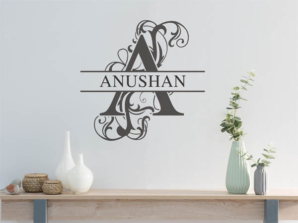 Wandtattoo verschnörkelter Buchstabe A mit Anushan