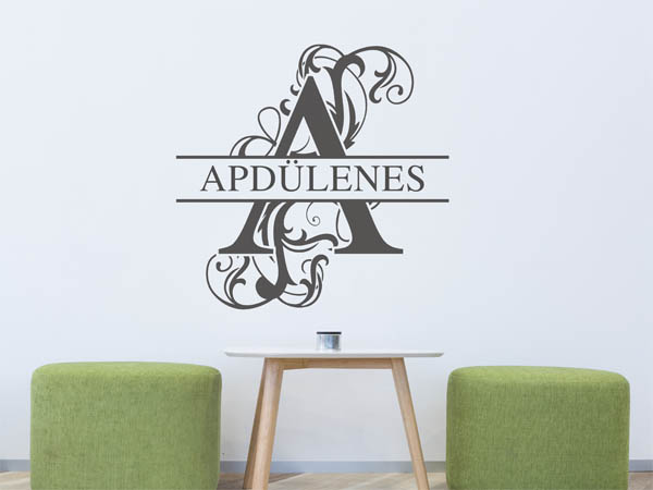Wandtattoo verschnörkelter Buchstabe A mit Apdülenes