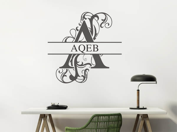 Wandtattoo verschnörkelter Buchstabe A mit Aqeb