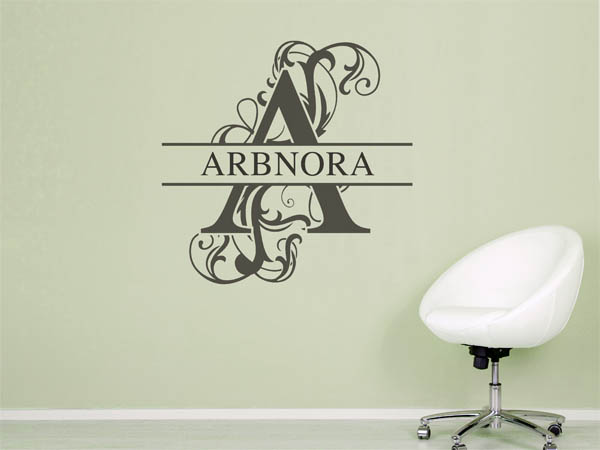 Wandtattoo verschnörkelter Buchstabe A mit Arbnora