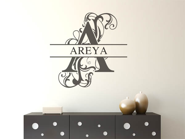 Wandtattoo verschnörkelter Buchstabe A mit Areya