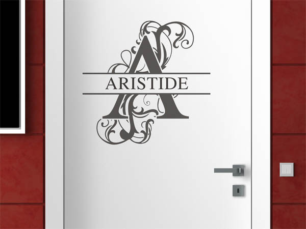 Wandtattoo verschnörkelter Buchstabe A mit Aristide