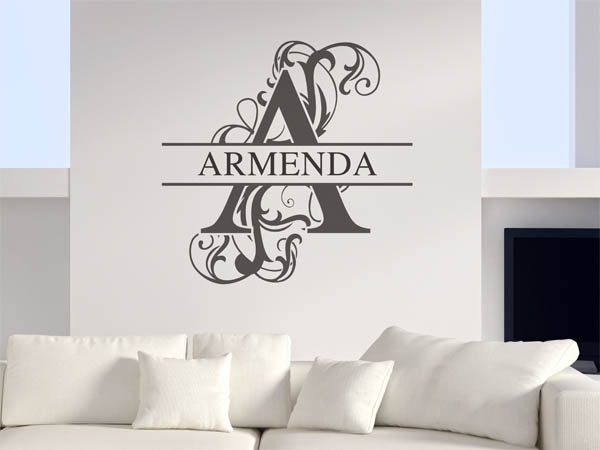 Wandtattoo verschnörkelter Buchstabe A mit Armenda