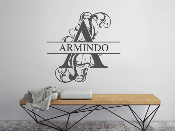 Wandtattoo verschnörkelter Buchstabe A mit Armindo